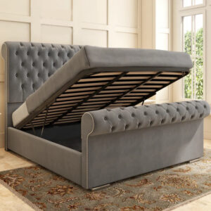 Chesterfield Sleigh Bed Super King Size 6ft Gast Lift