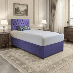 Small Divan Bed Set with Diamond Studded Cube Headboard