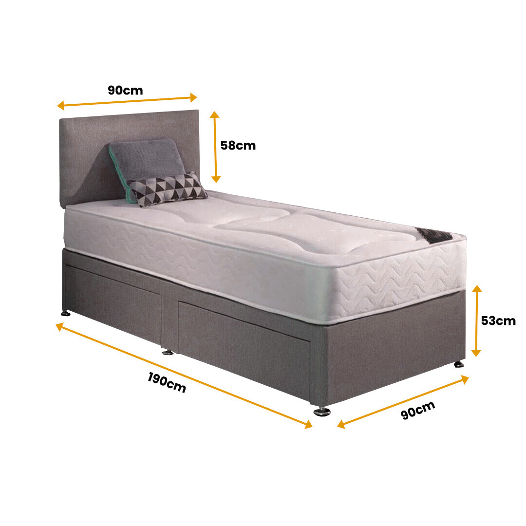 Small Divan Bed Set with Diamond Studded Cube Headboard 1