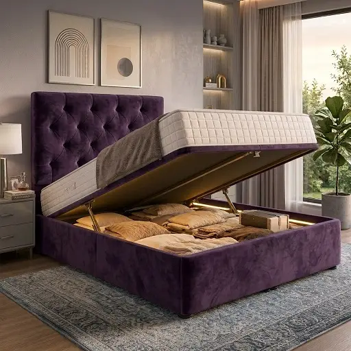 Chesterfield Ottoman Divan Bed with 46 Standing Headboard