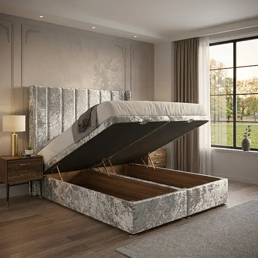 Panel Ottoman Divan Bed with 46 Standing Headboard 1