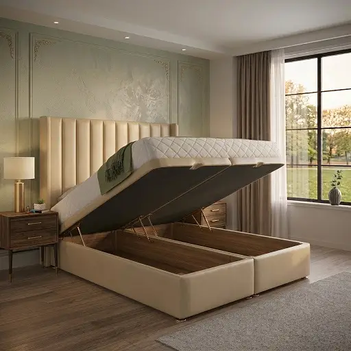 Panel Ottoman Divan Bed with 46 Standing Headboard 2
