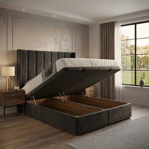 Panel Ottoman Divan Bed with 46 Standing Headboard 3