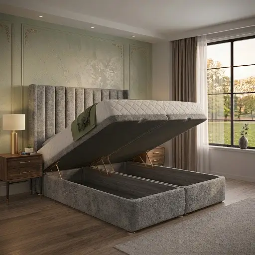 Panel Ottoman Divan Bed with 46 Standing Headboard 4