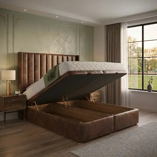 Panel Ottoman Divan Bed with 46 Standing Headboard